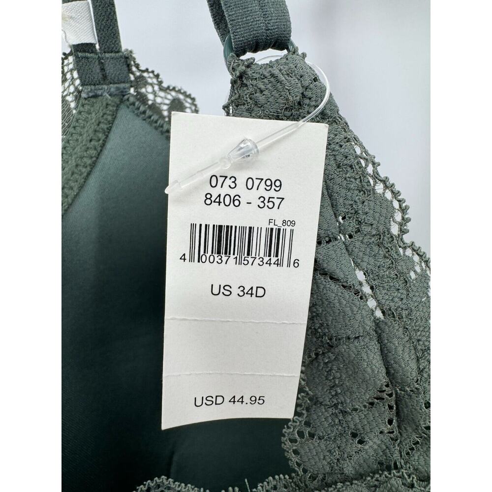 Aerie Women Bralette Bra Olive Green 34D Strappy Lace Floral Padded Non Wire NWT - Picture 4 of 5
